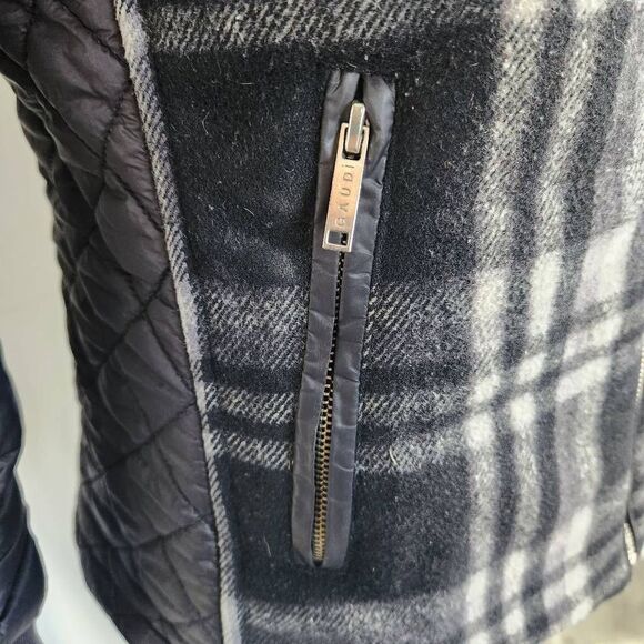 Gaudi Plaid Wool Puffer Jacket Black Small - Picture 4 of 9